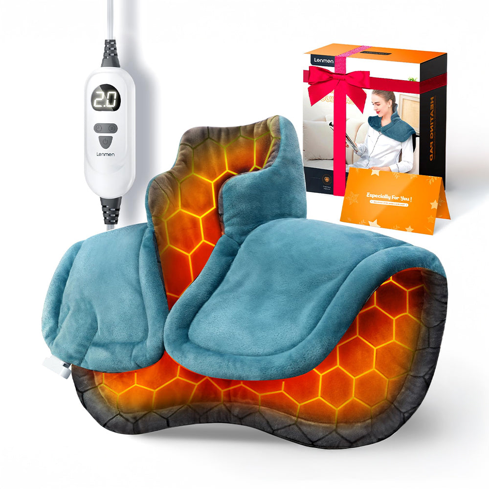 Graphene-Infused Heating Pad 3X Deeper Muscle Relief, Weighted Instant Heating Pads for Neck and Shoulders, Heated Wrap with 6 Heat Options and 4 Auto-Off Timer, Gifts for Mom Women Christmas Birthday