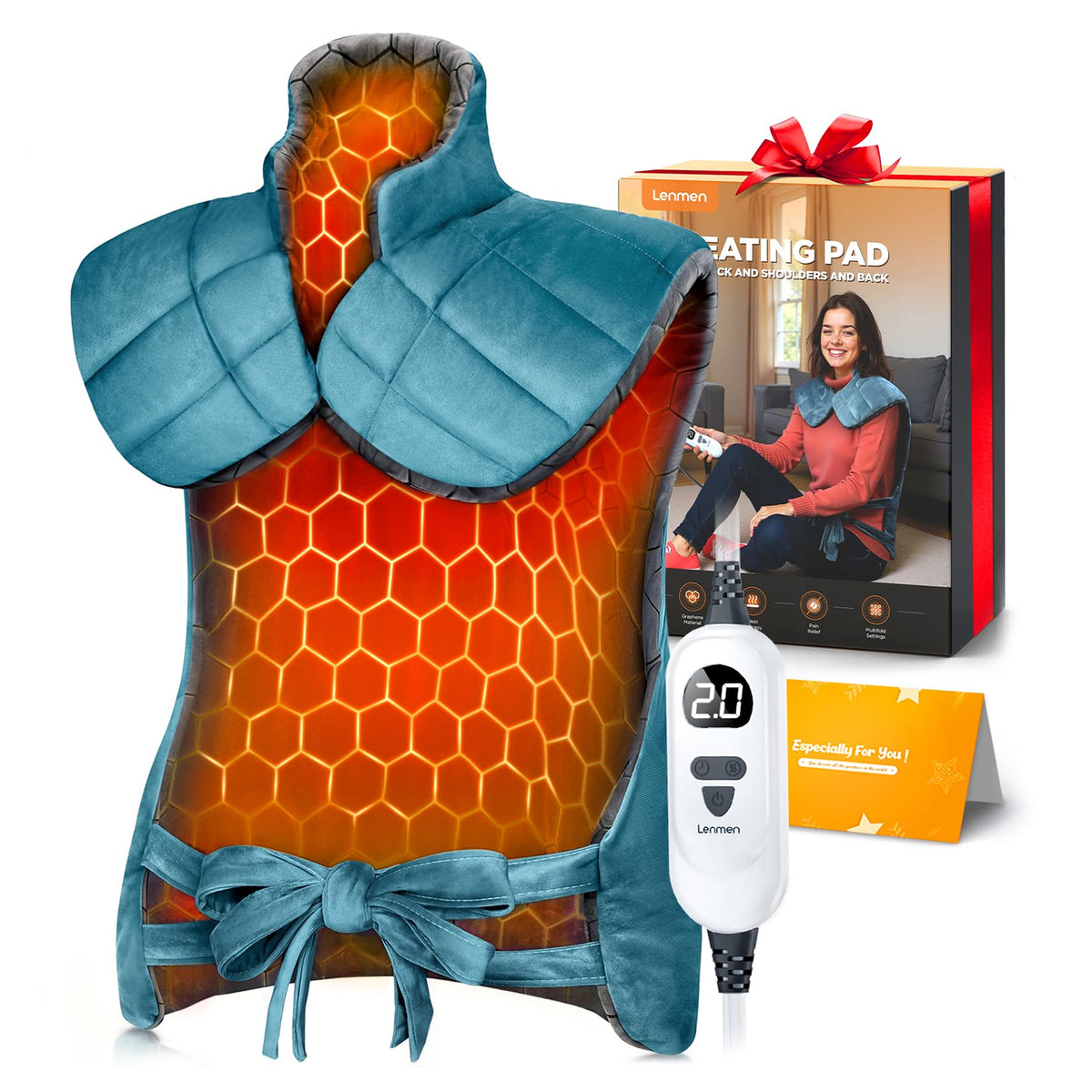 Graphene-Infused Heating Pad with 3X Deeper Back Relief, 30% Heavier Weighted Heating Pad for Neck and Shoulders and Back, 25"x35" Large Electric Heated Pads, Surprise for Mom Women Christmas Birthday