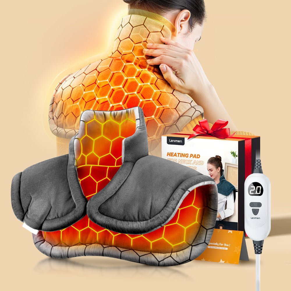 Graphene-Infused 1Min Fast Heating Pad, Deeper Muscle Relief Weighted Heating Pads for Neck and Shoulders and Back, Heated Wrap with 6 Heat Options 4 Auto Timer, Surprise for Men Women Mom Christmas